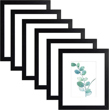 SESEAT Black 8x10 Picture Frames Wood 6 Pack Wall Mounting or Tabletop Display