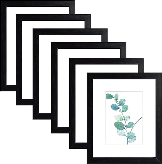 SESEAT Black 8x10 Picture Frames Wood 6 Pack Wall Mounting or Tabletop Display