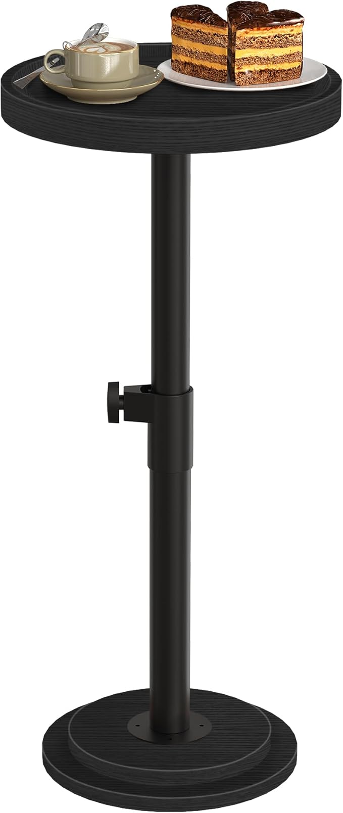 CHOEZON Small Round Side Table, Height Adjustable Drink Table, Pedestal Martini Table with Thickened Base, for Small Space, Sofa, Living Room, Bedroom, Black TBZ31BB