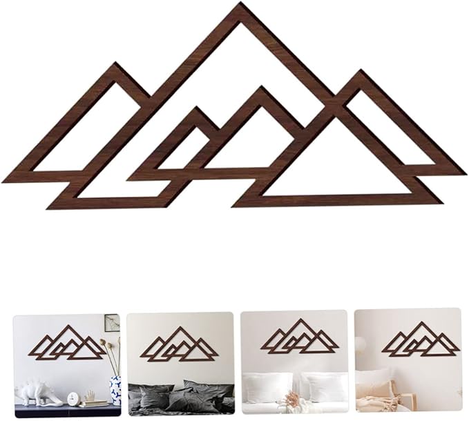 Cabilock Decorative Abstract Wall Decor Wall Ornament Wooden Craft Wood Mountain Decor