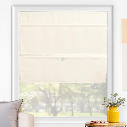 CHICOLOGY Roman Shades for Windows , Window Shades for Home , Roman Shades , Window Treatments , Room Darkening Shades , Roman Window Shades , 35"W X 64"H, Runway Cream (Light Filtering)