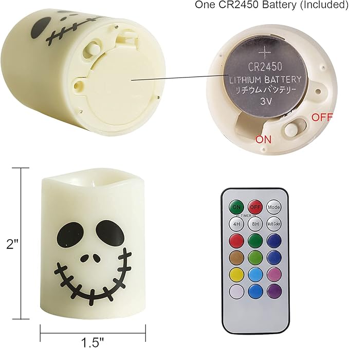 GenSwin Halloween Flameless Votive Candles Color Changing with Remote Timer, Battery Operated LED Tealight Candles for Halloween Home Decoration Gifts(6 Pack, 1.5” x 2”)(Battery Included)