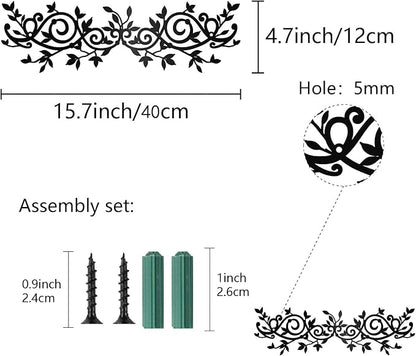 CREATCABIN Metal Tree Leaf Wall Decor Vine Olive Branch Wall Art Black Leaf Wrought Iron Scroll Sculptures Wall Art Decor Hanging Rustic Wall Sign for Above The Bed Living Room Home 15.7x4.7Inch