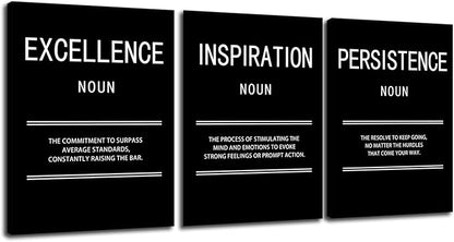 Inspirational Wall Art for Office Inspiration Excellence Persistence Motivational Creation Print Canvas Poster Painting Modern Inspiring Artwork for Home Living Room Stretched and Framed[36''Wx 16''H]