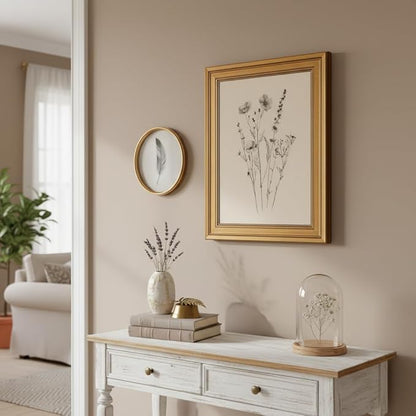 Vintage Gold Framed Canvas Wall Art, Minimalist Floral Poster Artwork, Wildflower Print Picture, Flower Plant Painting Wall Decor, for Living Room, Bedroom, Farmhouse, Home Decoration, 16x24in