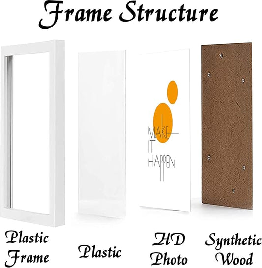 18x24 Picture Frame Set of 4, White 18 x 24 Frame High Transparent Wall Gallery Poster Canvas Photo Frames for 18 by 24 inches