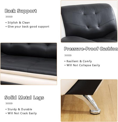 Leather Couches for Living Room, Living Room Couch Set, Sofa for Bedroom, Apartment, Living Room Furniture Sets (a-Leather Black&White, Chair)