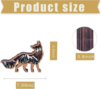 Laozai Wooden Forest Animals Fox Decor Cabin Rustic Decor Wall Decorations Mountain decor for Bedroom Living Room Table Decorative