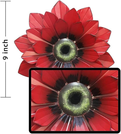 hogardeck Metal Flower Wall Decor - 3 Pcs Outdoor Wall Art Backyard Decorations Spring Decor Hanging for Kitchen, Living Room, Bathroom