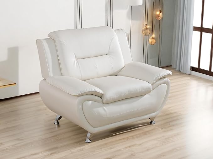 Leather Couches for Living Room, Living Room Couch Set, Creamy White Chair for Bedroom, Apartment, Living Room Furniture Sets (b-Creamy White, Chair)