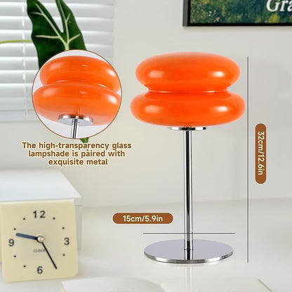 WELIASA Mushroom Lamp Table Lamp for Night Stands,Mid Century Modern Desk Lamps for Bedroom, Vintage Dimmable Bedside Small Cute Lamps, Cool Aesthetic House Warming Gifts New Home Decor (Orange)