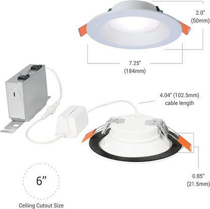 HALO 6 inch Smart Wi-Fi Recessed Canless LED Downlight 4-Pack, Connected by WiZ Pro with SpaceSense Motion Detection, Tunable White, 16M+ Colors WiZ App Control, Wet Rated, Dimmable - RLWZC612-4PK