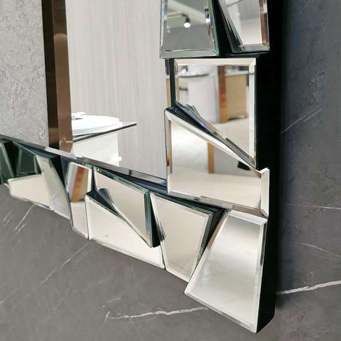 Chende Large Wall Mirrr with 3D Glass Frame, Modern Living Room Mirror for Home Decor, 40''x28'' Rectangle Decorative Mirror for Fireplace, Entryway, Dining Room