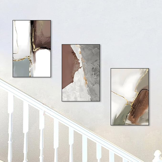 Wall Art Set of 3 Frames Canvas Wall art Decor Abstract Minimalism Natural Style Art Mural Posters & Prints, large Size Wall Art Aesthetics Living room Bedroom Kitchen Office (32 "X 24" X 3 pieces)