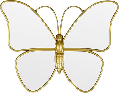 Decorative Butterfly Wall Mirror with Gold Plastic Frame (12.2 x 9.8 inch)