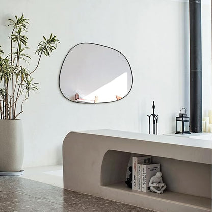 ELEHUME Asymmetrical Wall Mirror for Decor 17.5"*22.5", Modern Black Framed Wall Mirror for Living Room Bathroom Bedroom Entryway ELE-STOU-0066B