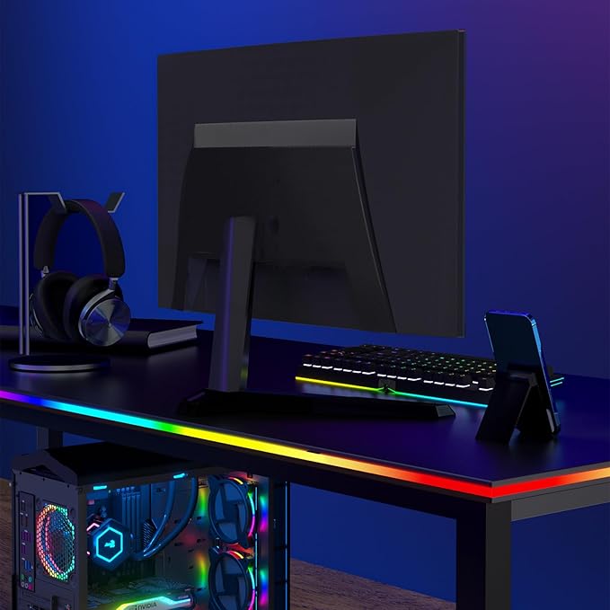 RGB Backlight for PC & Mac, LED Strip Light Sync with Screen Color or Music, Stick to the Edge of Your Desk, LEDs for Desk Gaming, USB Port, Software Control, 6.57ft / 2m