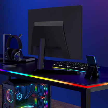 RGB Backlight for PC & Mac, LED Strip Light Sync with Screen Color or Music, Stick to the Edge of Your Desk, LEDs for Desk Gaming, USB Port, Software Control, 4.6ft / 1.6m