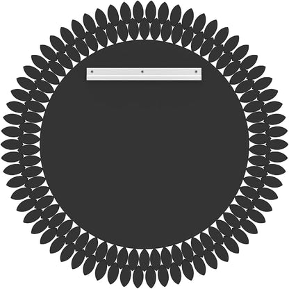 Kelly Miller 36" Large Round Jeweled Wall Mirror, Luxury Diamond Beveled Decorative Mirror for Bedroom Living Room Bathroom Hallway Entryway Fireplace