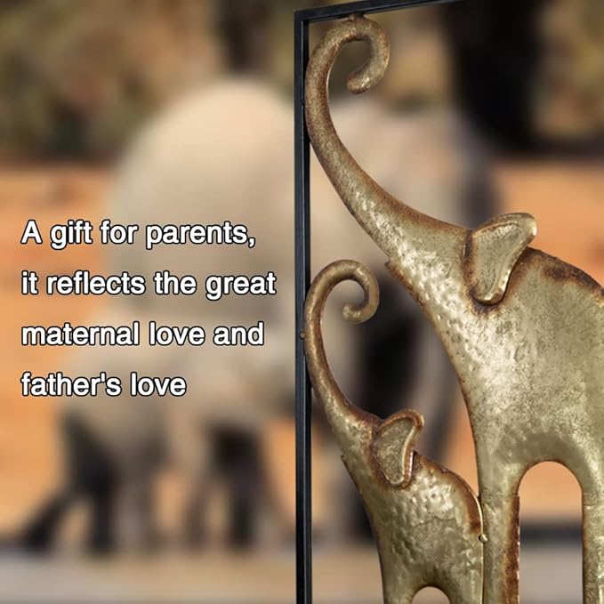 HKaikzo Gold Elephant Wall Decor Set of 2, African Metal Wall Art Large 3D Sculptures for Living Room, Boho Animal Decorations Modern Wall Hanging Gift for Housewarming(11.8x27.6in)