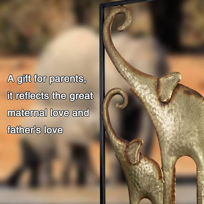 HKaikzo Gold Elephant Wall Decor Set of 2, African Metal Wall Art Large 3D Sculptures for Living Room, Boho Animal Decorations Modern Wall Hanging Gift for Housewarming(11.8x27.6in)
