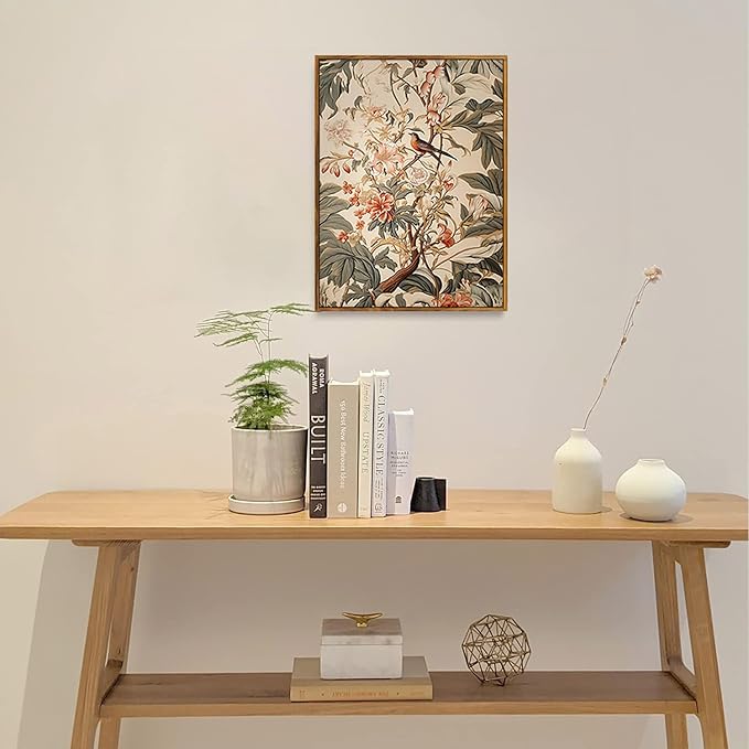 Djmwtb Framed Wall Art Vintage Wall Decor Floral Canvas Art Botanical Pictures Bird Paintings Animal Prints Nature Artwork for Bedroom Living Room