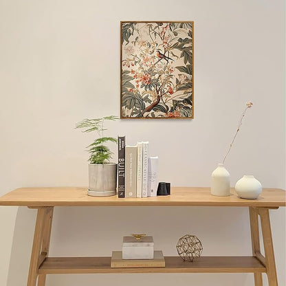 Djmwtb Framed Wall Art Vintage Wall Decor Floral Canvas Art Botanical Pictures Bird Paintings Animal Prints Nature Artwork for Bedroom Living Room