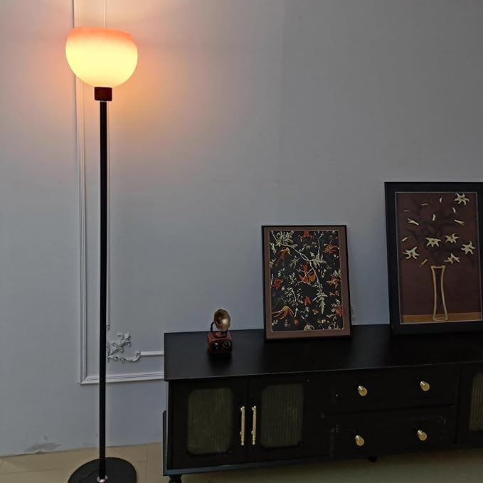 Bofea-Vintage Orange Floor Light,Bauhaus Style Mushroom Floor Lamp,Mid-Century Glass Tall Standing Lamp with Gradient Orange Glass Shade Modern Tall Lights for Living Room Bedroom Reading Lighting