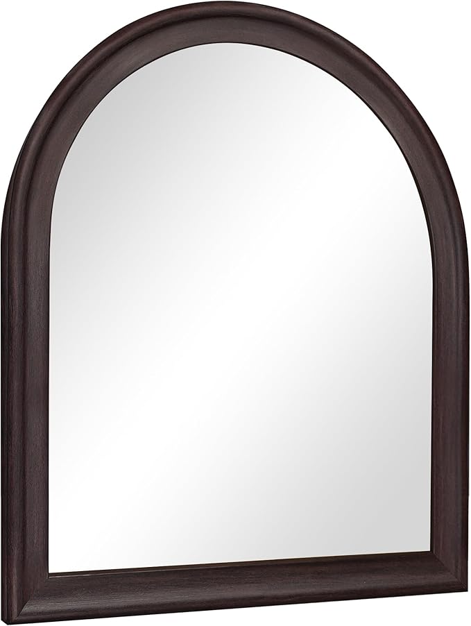 Tanmicoshomy Dark Brown Framed Arched Bathroom Mirror 30x36 Inch, Wall Mirrors with Tempered Glass for Living Room, Bedroom or Entryway