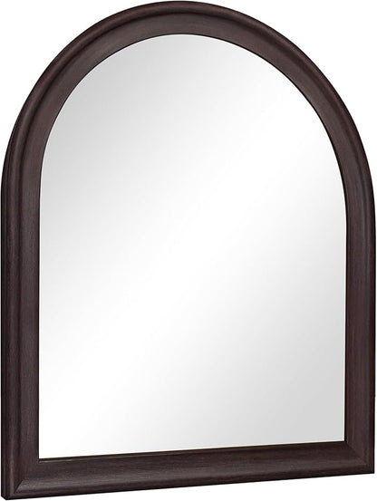 Tanmicoshomy Dark Brown Framed Arched Bathroom Mirror 30x36 Inch, Wall Mirrors with Tempered Glass for Living Room, Bedroom or Entryway