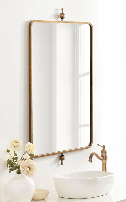Kate and Laurel Kasota Traditional Metal Rectangle Wall Mirror, 20 x 41, Antique Gold, Vintage Tall Bathroom Mirror for Over Sink or for Use as Versatile Entryway or Bedroom Wall Decor