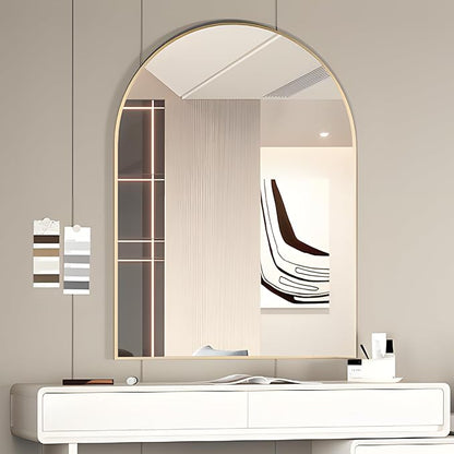 Arched Wall Mirror for Bathroom, 30"x40" Arched Mirror Wall Mounted Mirror with Metal Frame, Gold Vanity Mirror Decor for Mantle, Bedroom, Entryway, Living Room