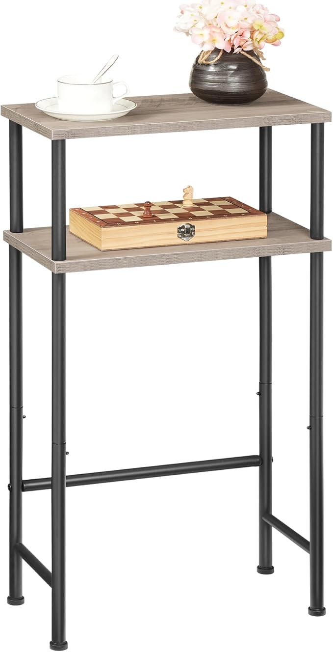 HOOBRO Narrow Console Table for Small Space, 15.7" Entryway Table with Storage, 2 Tier Sofa Table with 2 Shelves, Skinny Console Table for Entryway, Hallway, Living Room, Greige and Black BG40XG01