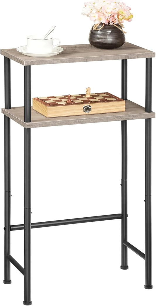 HOOBRO Narrow Console Table for Small Space, 15.7" Entryway Table with Storage, 2 Tier Sofa Table with 2 Shelves, Skinny Console Table for Entryway, Hallway, Living Room, Greige and Black BG40XG01