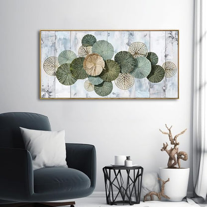 Wall Art Simple Wall Decor Green Canvas Painting Abstract Wall Art for Bedroom Living Room Dining Room Home Office Decor 30"x60" with Framed