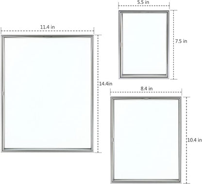 Golden State Art Silver Floating Picture Frame for 11X14, 2-8X10, 4-5X7 Photos, Metal, Modern or Contemporary, Wall Mount