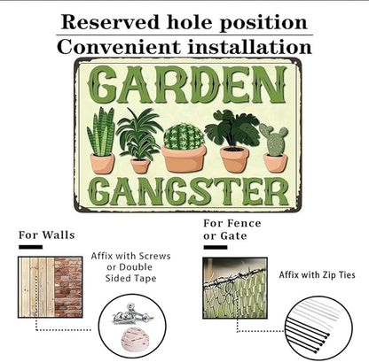 Funnysign Gardening Gifts Garden Ganster Vintage Gardening Tin Sign for Home Garden Patio Greenhouse Yard Decor 8 X 12 Inch (3826)