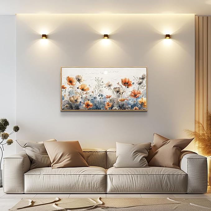 QIYILEXWART Canvas Wall Art For Living Room Wood Framed Wall Decor For Bedroom Office Wall Decorations Flower Bush Paintings Farmhouse Pictures Artworks Room Aesthetic Home Decor Ready To Hang
