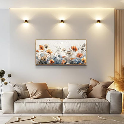QIYILEXWART Canvas Wall Art For Living Room Wood Framed Wall Decor For Bedroom Office Wall Decorations Flower Bush Paintings Farmhouse Pictures Artworks Room Aesthetic Home Decor Ready To Hang