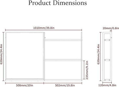 Black Metal Framed Bathroom Mirror with Shelf, 40" X 24.4" Rectangular Wall Mounted Bathroom Vanity Mirror, Modern Bathroom Mirror with Storage for Over Sink, Entryway
