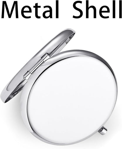 Compact Mirror for Purse, Metal Round Shell, Double-Sided 1X/2X Magnifying, Portable Travel Small Makeup Mirror, Mini Pocket Mirror, Sliver, 24 Pack