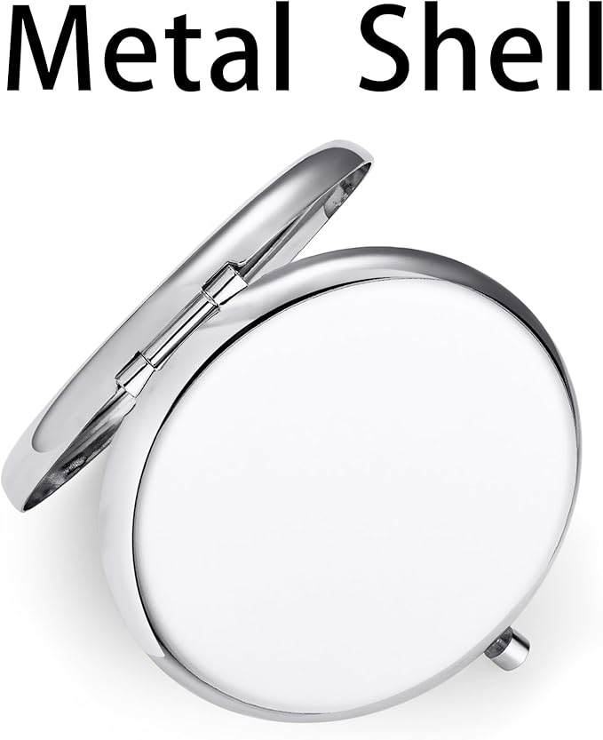Compact Mirror for Purse, Metal Round Shell, Double-Sided 1X/2X Magnifying, Portable Travel Small Makeup Mirror, Mini Pocket Mirror, Sliver, 12 Pack