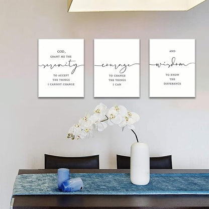 AOYUSMO 3 Piece Christian Scripture Canvas Wall Art Serenity Prayer Jesus Wall Art Bible Decor Verse God Grant Me the Serenity Religious Art Prints for Living Room Bedroom Church 16"x24"