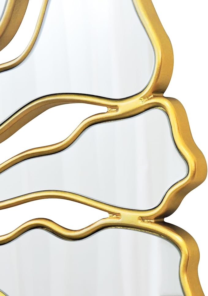 Gold Wall Mirrors Decorative, 32” Large Round Mirrors for Wall Decor, Flower Shaped Decorative Wall Mirror for Living Room, Bedroom, Dining Room