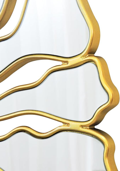 Gold Wall Mirrors Decorative, 32” Large Round Mirrors for Wall Decor, Flower Shaped Decorative Wall Mirror for Living Room, Bedroom, Dining Room