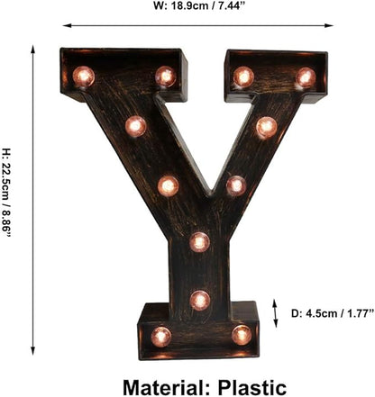 Pooqla Vintage Light Up Marquee Letters with Lights – Illuminated Industrial Style Lighted Alphabet Letter Signs - Coffee Bar Apartment Bedroom Wall Home Initials Decor A-Z