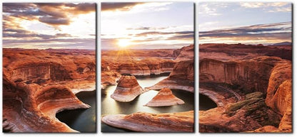 Pacimo 3 Pieces Lake Modern Wall Art Decor Arizona Landscape Pictures Prints on Canvas Wall Paintings Wall Decoration for Living Room Bedroom Office Stretch and Framed Ready to Hang - 20"x28"x3
