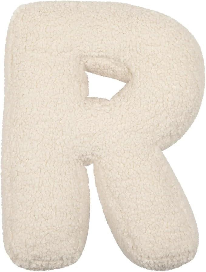 Letter Pillow English Letter Plush Pillow Cozy Lambswool Initial Throw Pillow Alphabets Letter Decorative Cushion Comforting Huggable Stuffed Cushion for Bedroom Sofa（15.7 * 13.8 * 3.9 in）