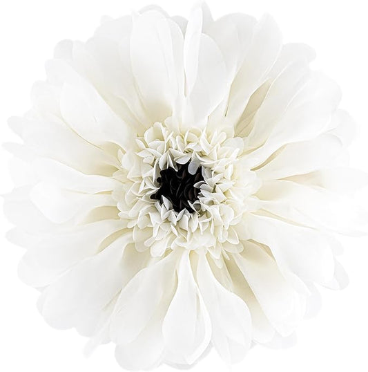 3D Flower Round Throw Pillow Cute Decorative Daisy Accent Cushion Handmade Soft Elegant Velvet Pillowcase with Inserts for Bed Couch Chair Car Bedroom Living Room Home Decor Gift 14Inch White