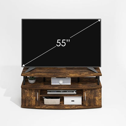 Furinno Jaya TV Stand, Entertainment Center, TV Console, for TV up to 55 Inch, with 2 Doors and Cable Management Holes, for Living Room, Bedroom, Amber Oak